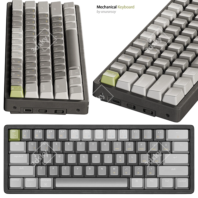 Premium Textured Mechanical Keyboard 3D model image 1