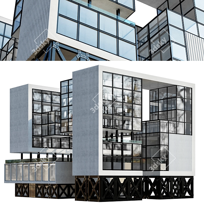 Modern Office Building 3D Model 3D model image 4