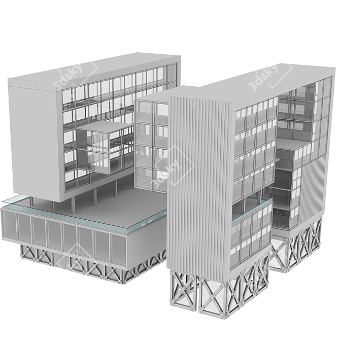 Modern Office Building 3D Model 3D model image 5