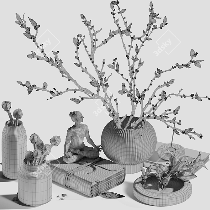 Yoga Figurine Spring Decor Set 3D model image 7