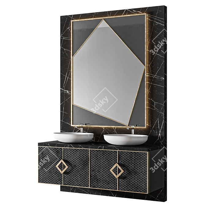 Luxury Bathroom Set with Render Files 3D model image 2