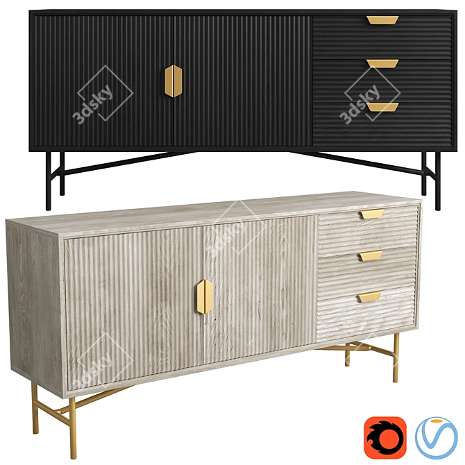 Modern Haines Wide Sideboard MADE 3D model image 1