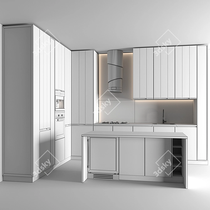 Modern Modular Kitchen Set with Appliances 3D model image 5