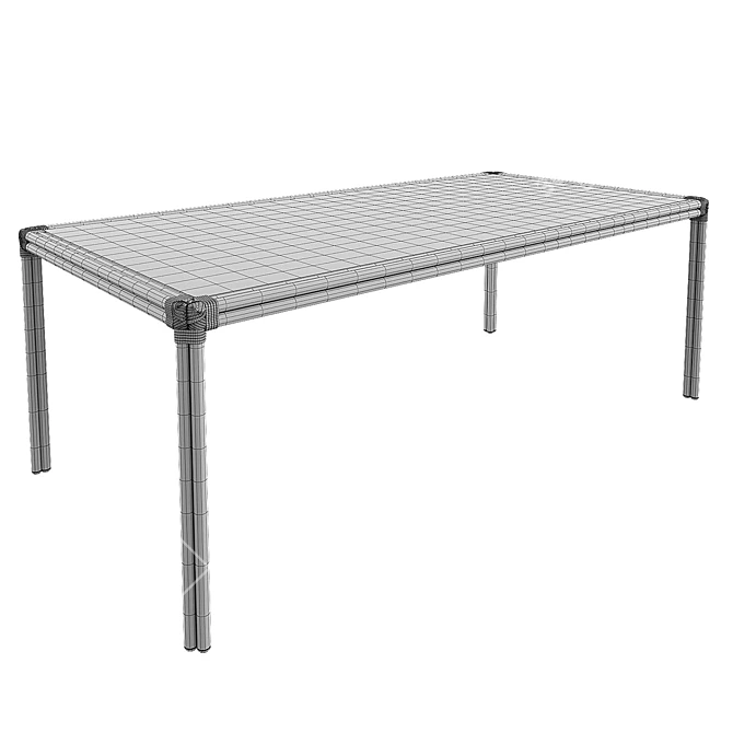 Rectangular Dining Table in 3D 3D model image 2