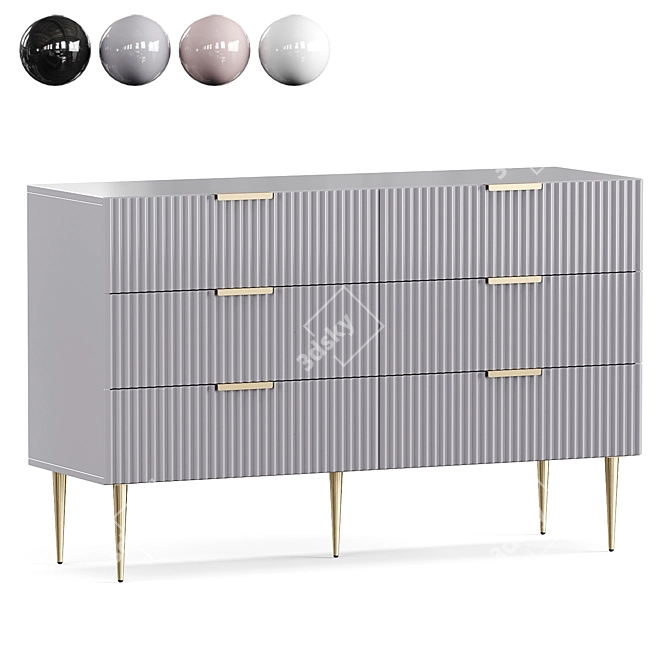 Elegant Chic Chest Drawers 3D model image 1