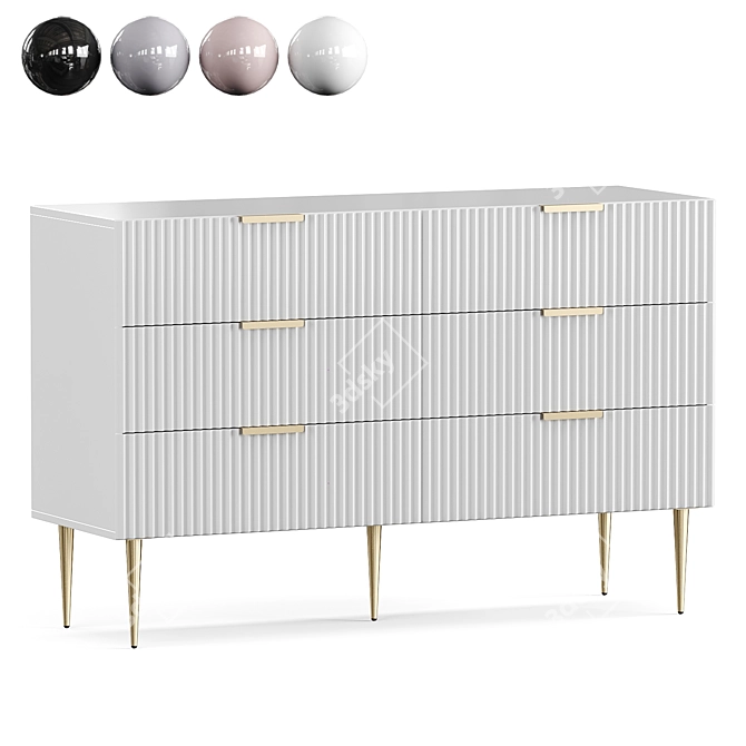 Elegant Chic Chest Drawers 3D model image 3