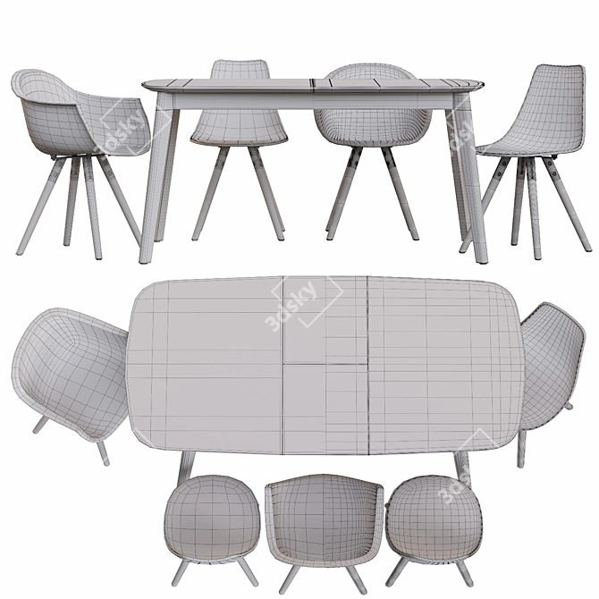 Modern Danetti Dining Furniture Set 3D model image 5