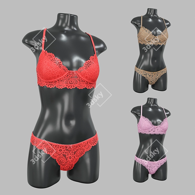 Lingerie Mannequin Set - Trio 3D model image 1