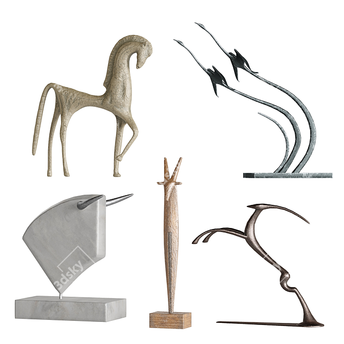 Diverse PBR Animal Sculptures Set 3D model image 2