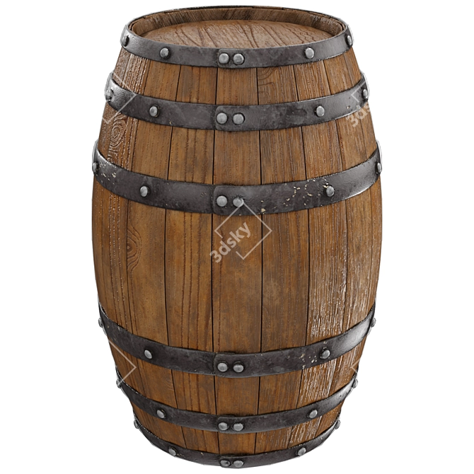 Rustic Wood Barrel Display Stand 3D model image 1