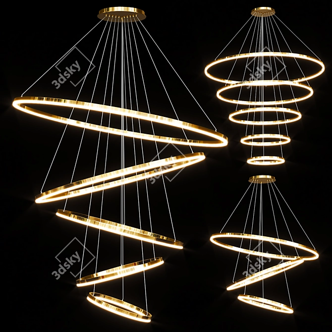  Nordic Glass Metal Pendant Chandelier 3D model image 1