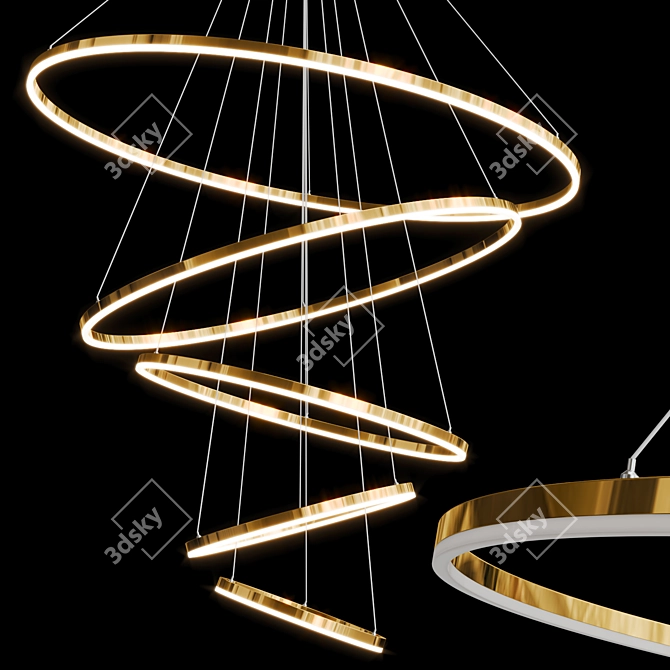  Nordic Glass Metal Pendant Chandelier 3D model image 2