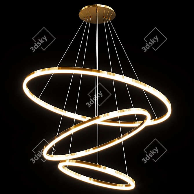  Nordic Glass Metal Pendant Chandelier 3D model image 3