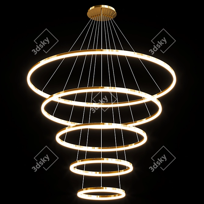  Nordic Glass Metal Pendant Chandelier 3D model image 4