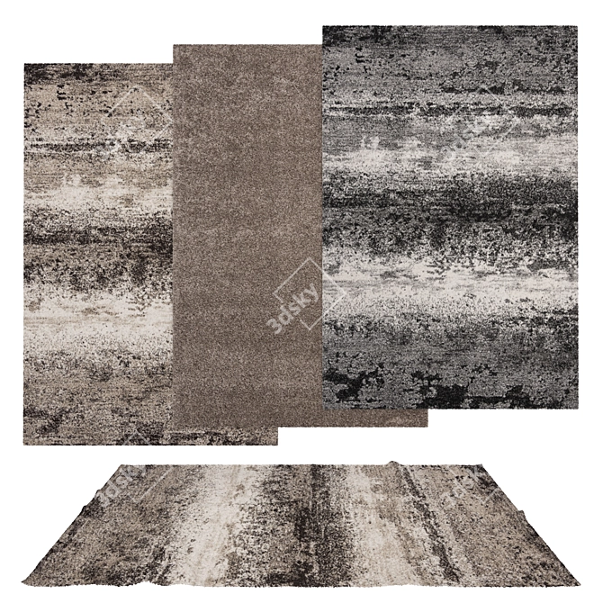 Set of 6 Modern Carpets 3D model image 1