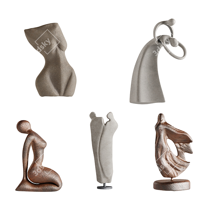 Assorted PBR Human Abstract Sculptures 3D model image 1