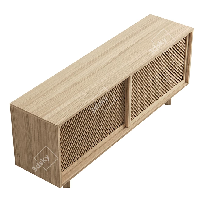 Durable Teak Sliding Door Buffet 3D model image 5