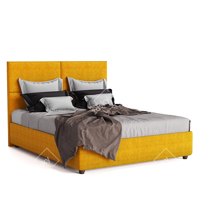 Orange Designer Bed 3D model image 1