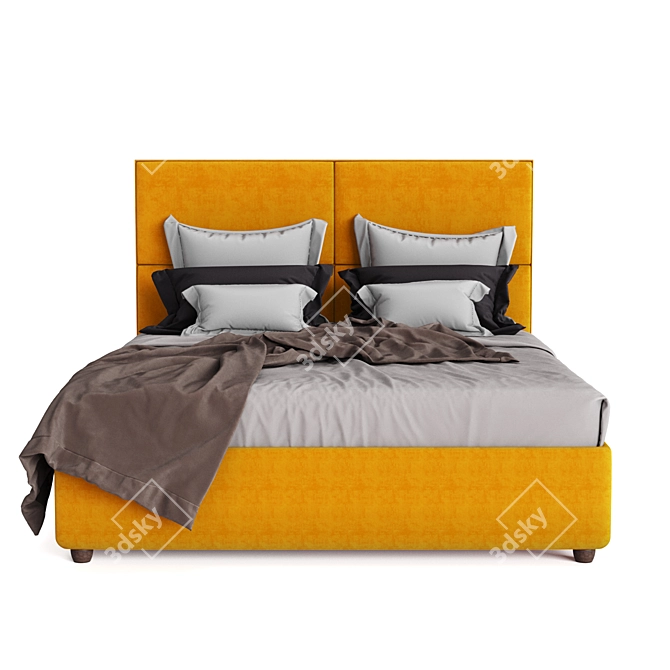 Orange Designer Bed 3D model image 2