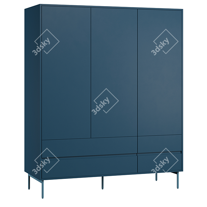 Elegant Triple Donica Wardrobe 3D model image 3