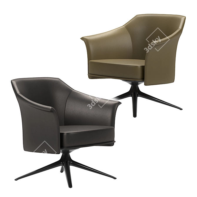 Luxury Leather Lounge Armchair 3D model image 3