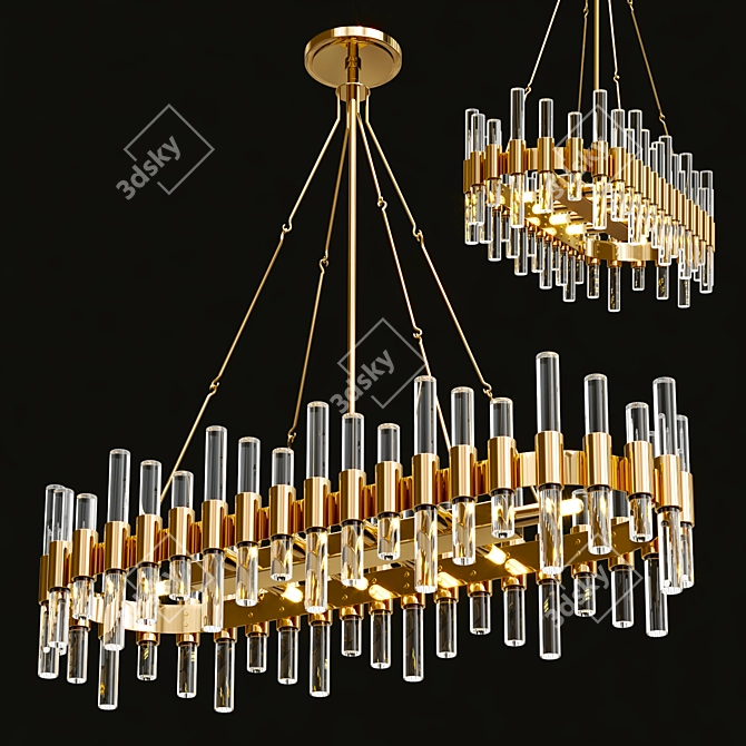 Modern Loop Chandelier – Gold Glass 3D model image 2