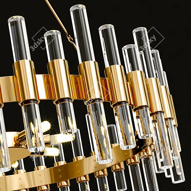 Modern Loop Chandelier – Gold Glass 3D model image 3