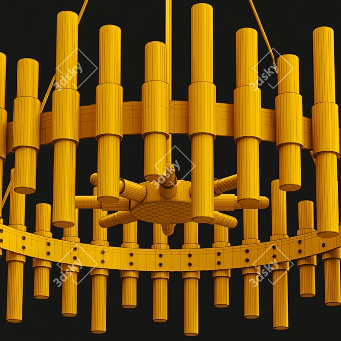 Modern Loop Chandelier – Gold Glass 3D model image 4