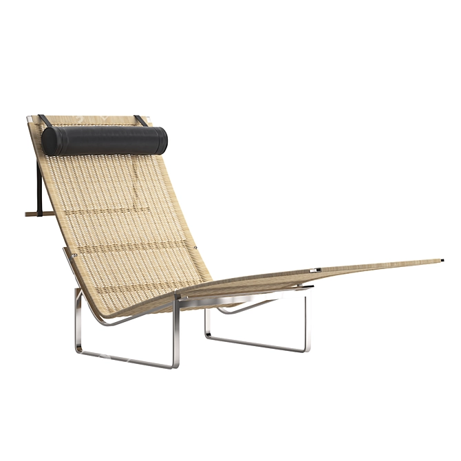 Vintage Boho Cane Lounge Chair 3D model image 1