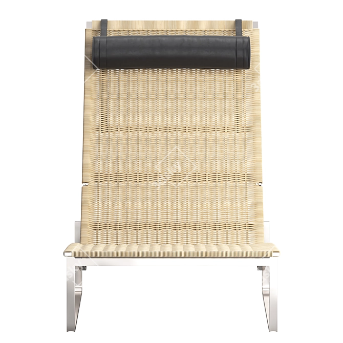 Vintage Boho Cane Lounge Chair 3D model image 2