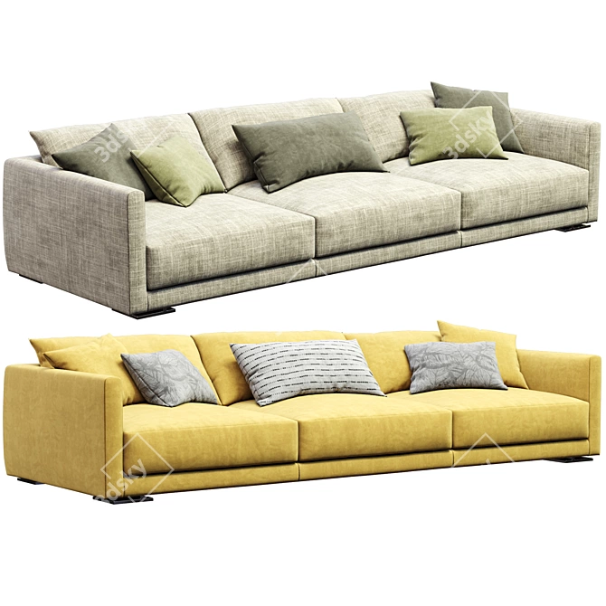 Modern Leather Sofa Bristol Design 3D model image 2