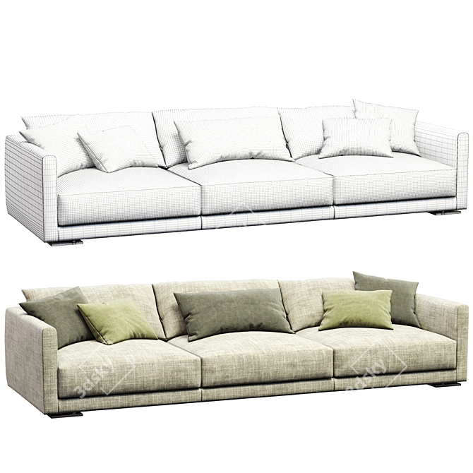 Modern Leather Sofa Bristol Design 3D model image 4