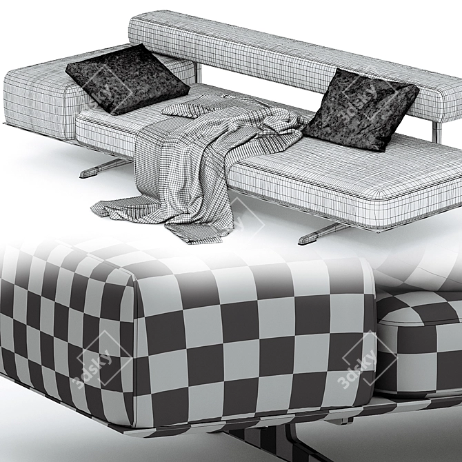 Luxury Flexform WING Contemporary Chaise 3D model image 3