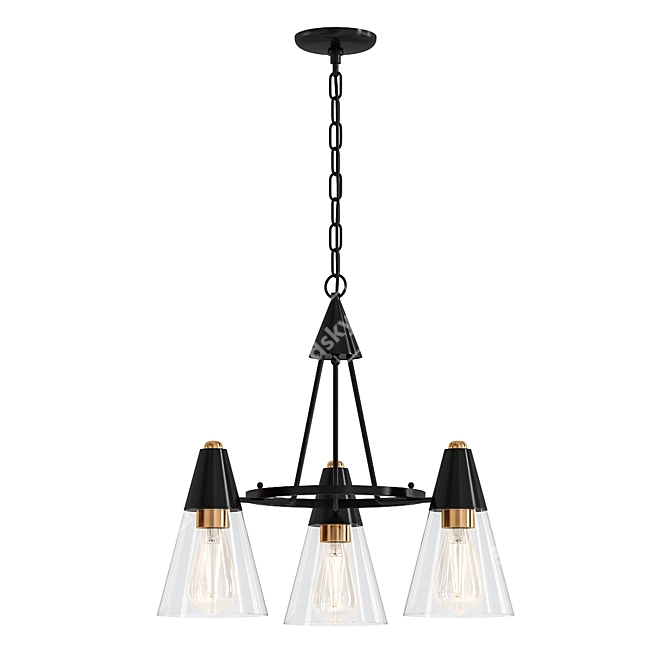  Modern 3-Light Chandelier Fixture 3D model image 1