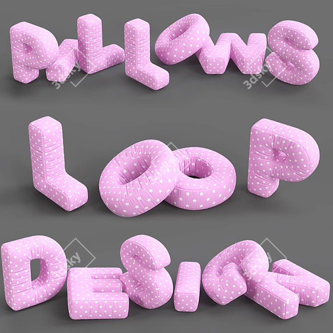 Alphabet Pillows 3D Model Collection 3D model image 1