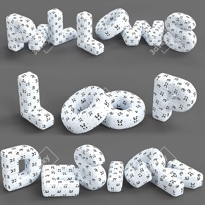 Alphabet Pillows 3D Model Collection 3D model image 2