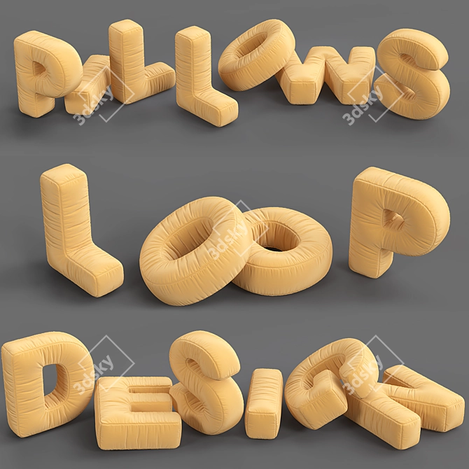 Alphabet Pillows 3D Model Collection 3D model image 3