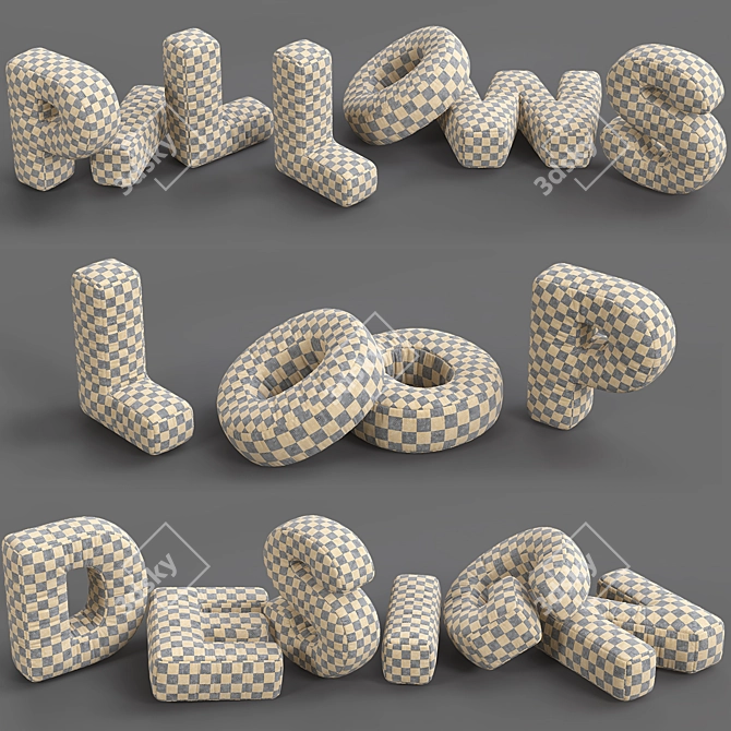 Alphabet Pillows 3D Model Collection 3D model image 4