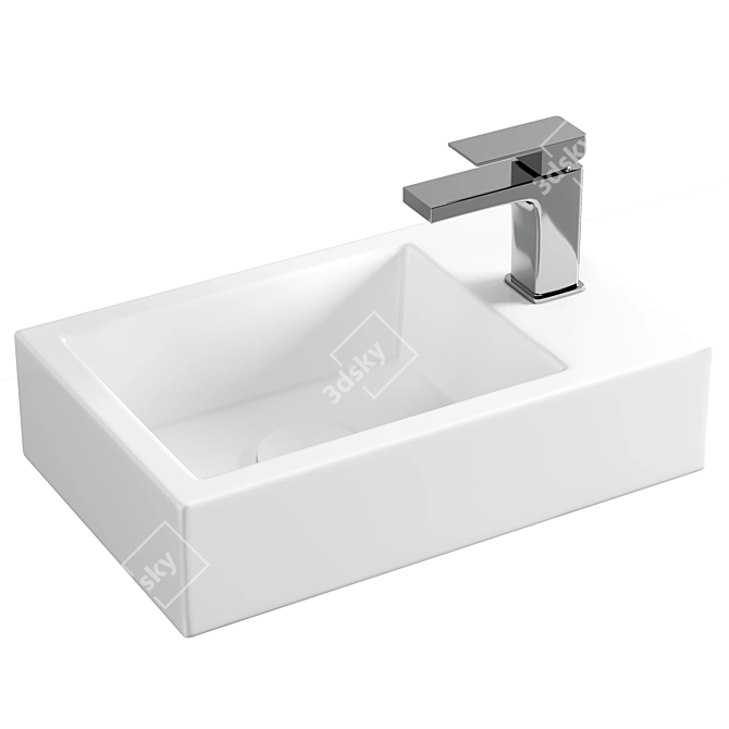 Rectangular Porcelain Washbasin 37x23.5cm 3D model image 1