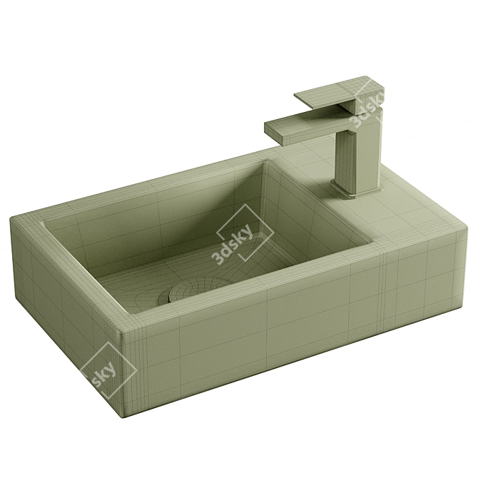 Rectangular Porcelain Washbasin 37x23.5cm 3D model image 2