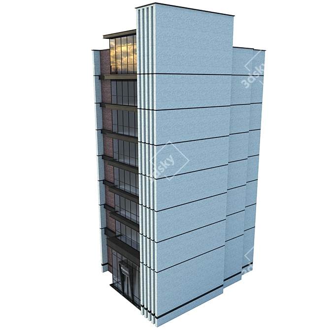 Detailed Modern Office Building Model 3D model image 6