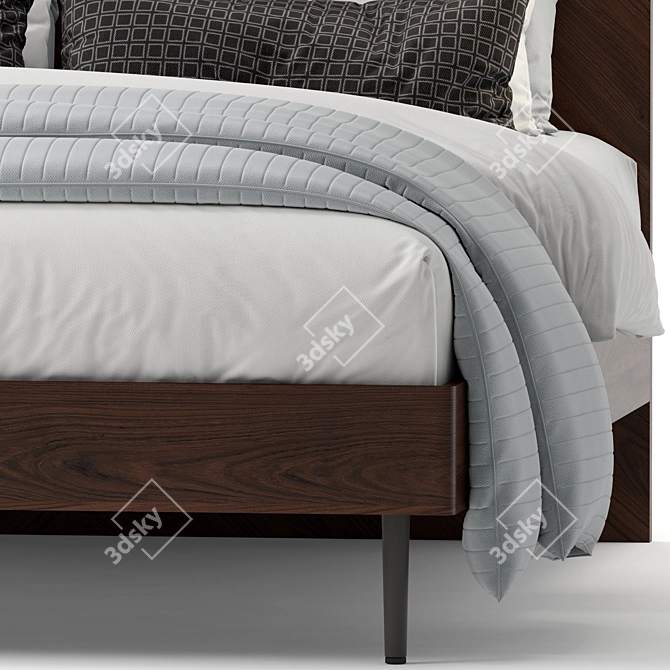 Elegant Walnut Queen Bed 3D model image 3