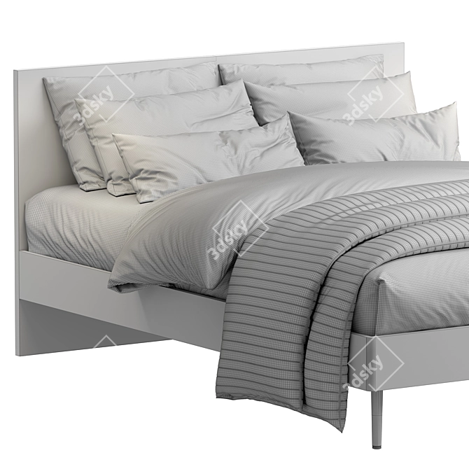 Elegant Walnut Queen Bed 3D model image 5