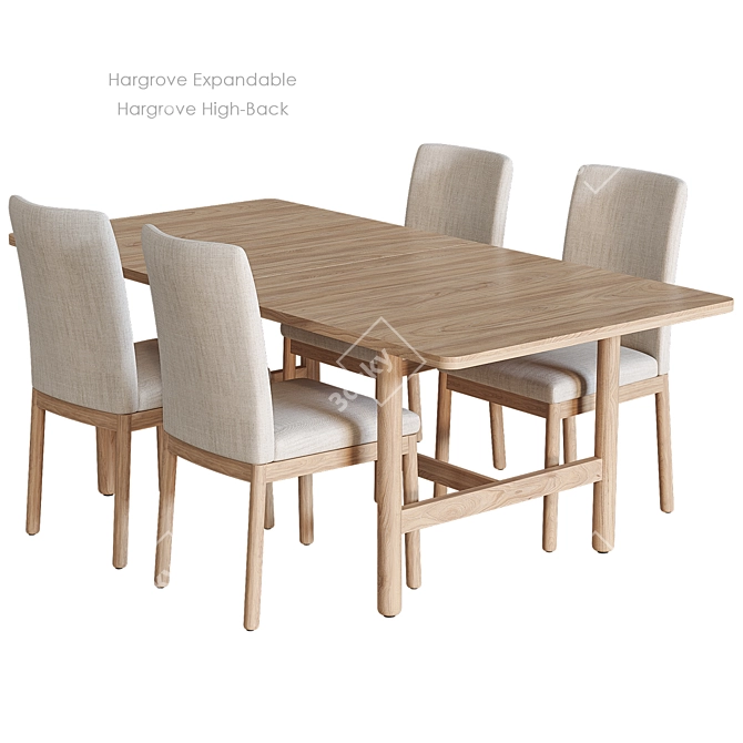 Expandable Dining Set with High-Back Chairs 3D model image 2