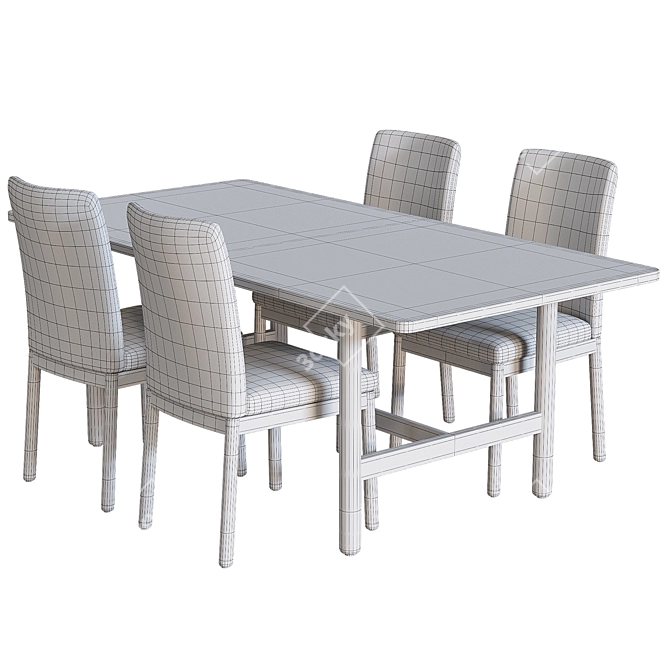 Expandable Dining Set with High-Back Chairs 3D model image 4