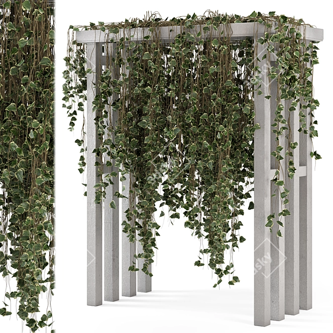 Pergola Garden Set 657 Hanging Plants 3D model image 1