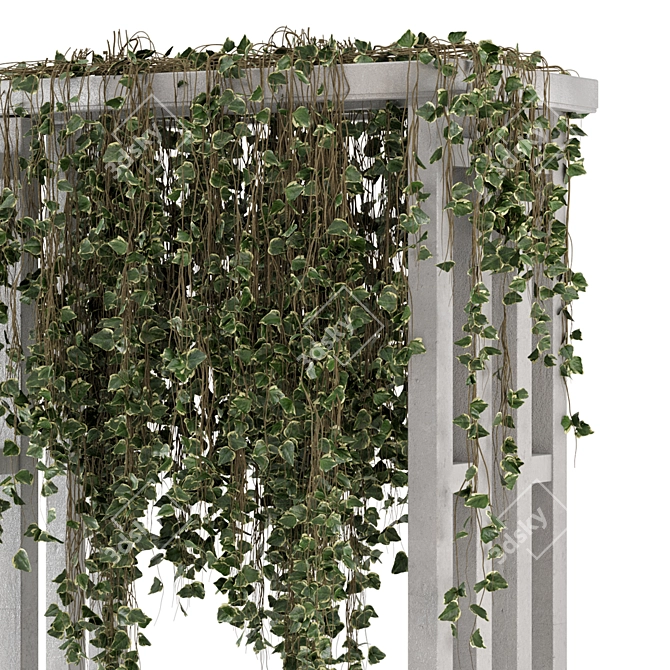 Pergola Garden Set 657 Hanging Plants 3D model image 3