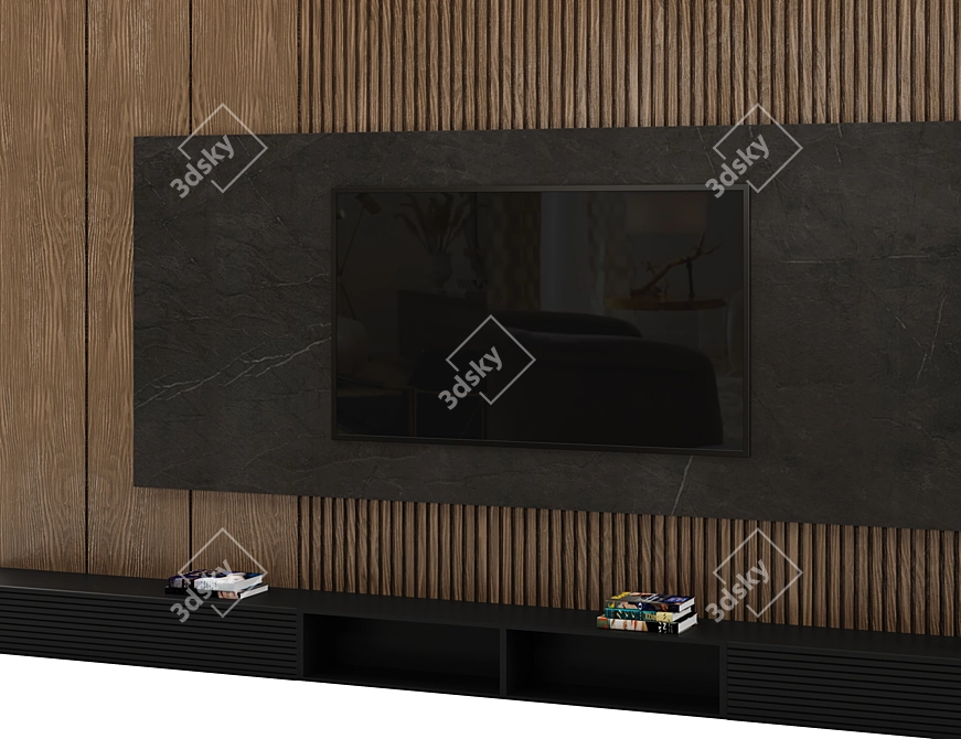 Modern TV Wall Shelf Design 3D model image 6