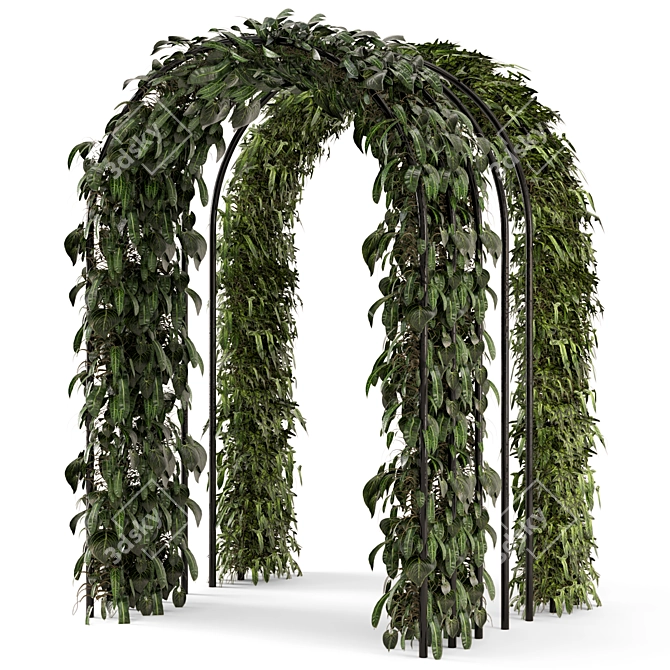 Metal Base Hanging Plant Set 3D model image 1