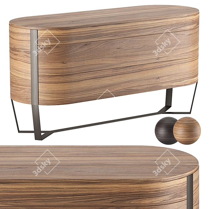 Natuzzi VENERE Modern Wooden Chest 3D model image 2